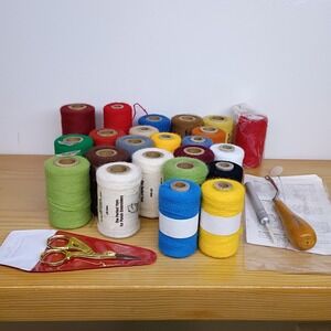 Lot 23 Spools Punch Embroidery Yarn Mixed Colors Scissors & Tools